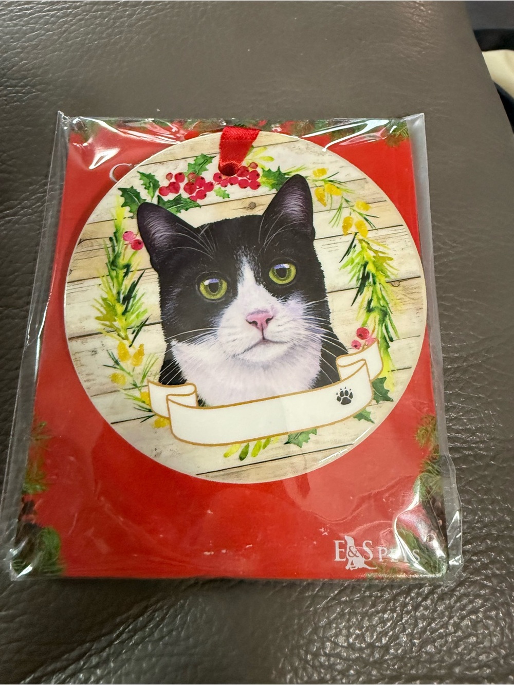 Kohl's Cat Holiday Ornament with Red Ribbon. This is for 1 ornament